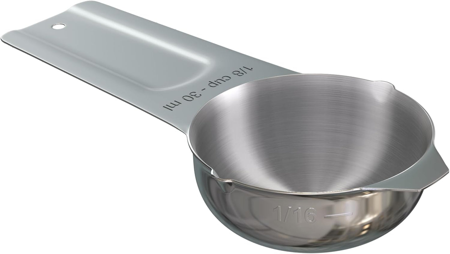 Color Up 2 Cup Measuring Cup, 480ml Stainless Steel Metal, Easy-Pour Spouts, Engraved Markings, Flat Base, Dishwasher Safe, for Dry and Liquid Ingredients