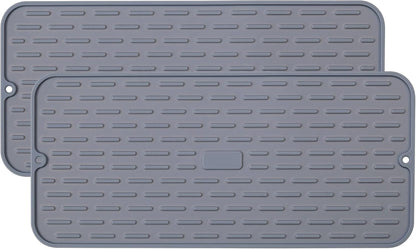 To encounter Silicone Dish Drying Mat - Extral Large 24" x 18" - Set of 2 Flexible Rubber Drying Mat, Heat Resistant Silicone Trivet, Countertop Mat, Dish Draining Mat, Sink Mat