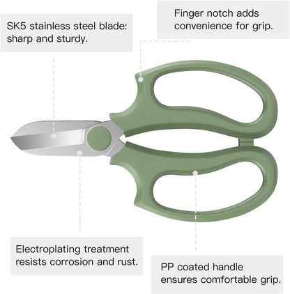 Housolution Flower Scissors, Strong Floral Shears, Premium Steel Garden Pruning Shears Garden Scissors Floral Fruits Leaf Scissors Hand Pruner Snip Trimming Tool for Gardening Flower Arrangement, Pink
