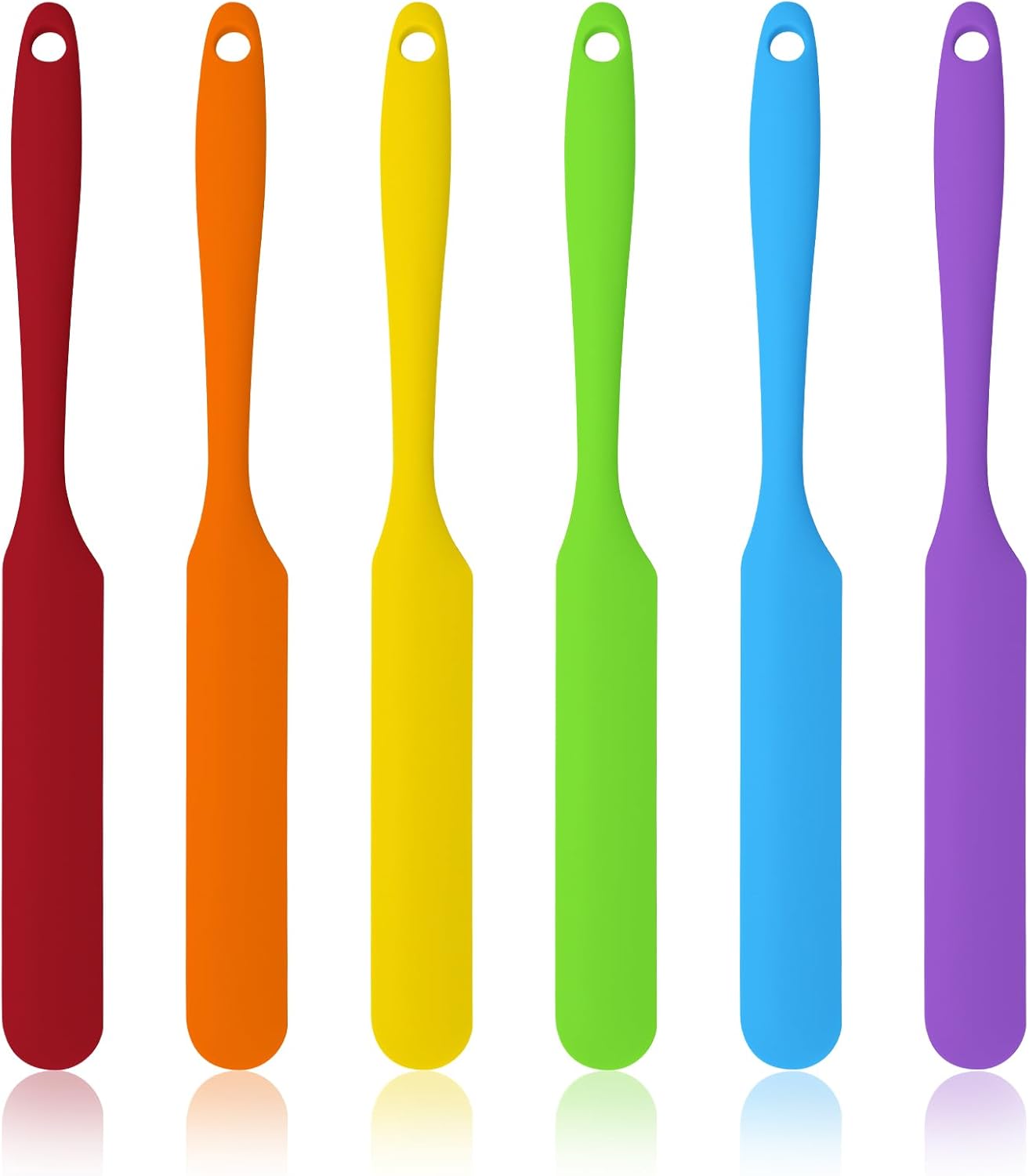 4 Pcs Jar Spatula Long Handle, Long Handle Sourdough Scraper for Jars, Baking & Cake Icing, Cream, Butter & Batter Kitchen Tool Set with Non-Slip Grip(Purple/Pink/Green/Yellow)