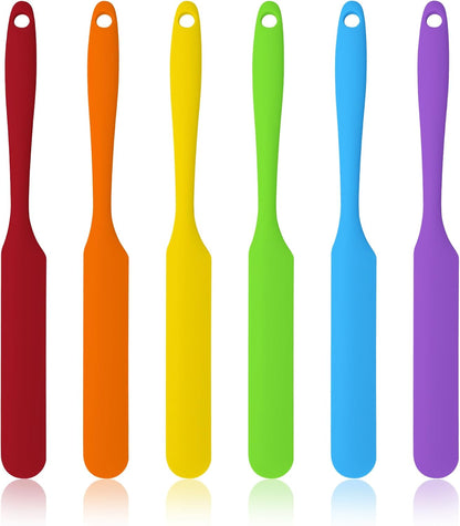 4 Pcs Jar Spatula Long Handle, Long Handle Sourdough Scraper for Jars, Baking & Cake Icing, Cream, Butter & Batter Kitchen Tool Set with Non-Slip Grip(Purple/Pink/Green/Yellow)