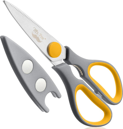 Mr. Pen- All Purpose Kitchen Shears with Protective Sheath, 8 Inch, Dishwasher Safe, Stainless Steel Food Scissors with Micro-Serrated Blades, Soft Grip Comfort Handle, Durable Utility Kitchen Shears