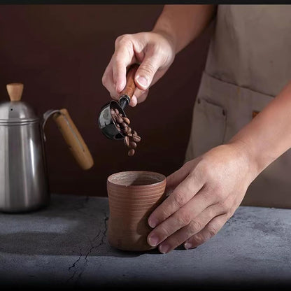 Vintage Coffee Measuring Spoon - 304 Stainless Steel, Coffee Scoop，10g Capacity, Walnut Handle - Perfect for Coffee, Tea, and More (Rose Gold)