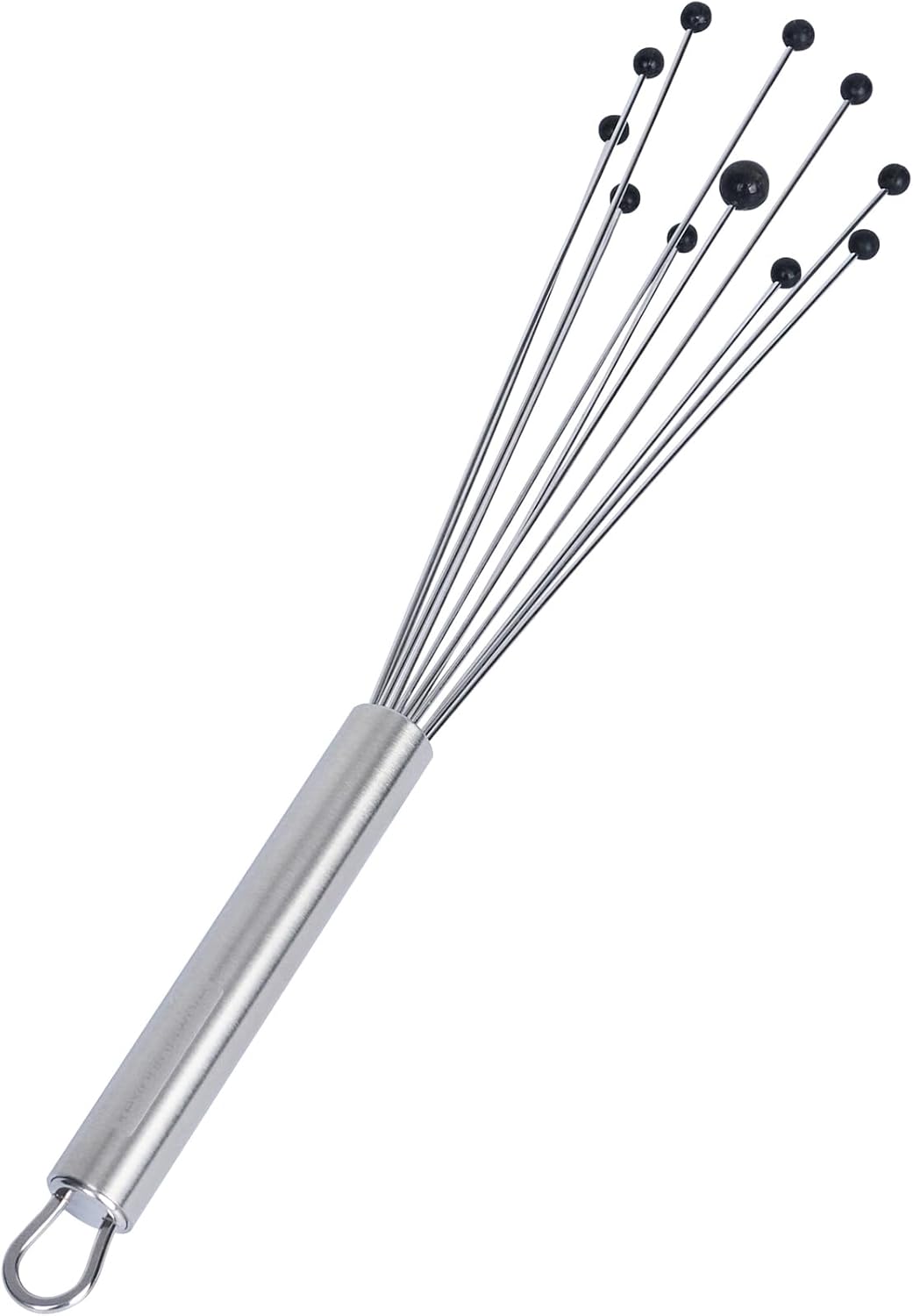 Restaurantware 10.5 in Stainless Steel Ball Whisk - German Standard Egg Beater with Ergonomic Handle, Dishwasher Safe - Manual Mixer Cooking Whisk for Baking, Stirring, Sauces, Beating