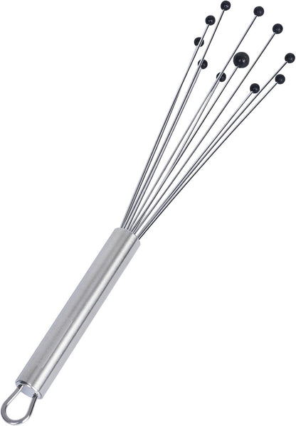 Restaurantware 10.5 in Stainless Steel Ball Whisk - German Standard Egg Beater with Ergonomic Handle, Dishwasher Safe - Manual Mixer Cooking Whisk for Baking, Stirring, Sauces, Beating