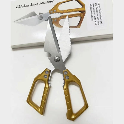 Meat Scissors Heavy Duty Sharp Shears Kitchen Scissors all Purpose, Stainless Steel Kitchen Shears, Kitchens Accessories Cooking Shear for Meat Chicken Fish Poultry Herb Bread(Gold)