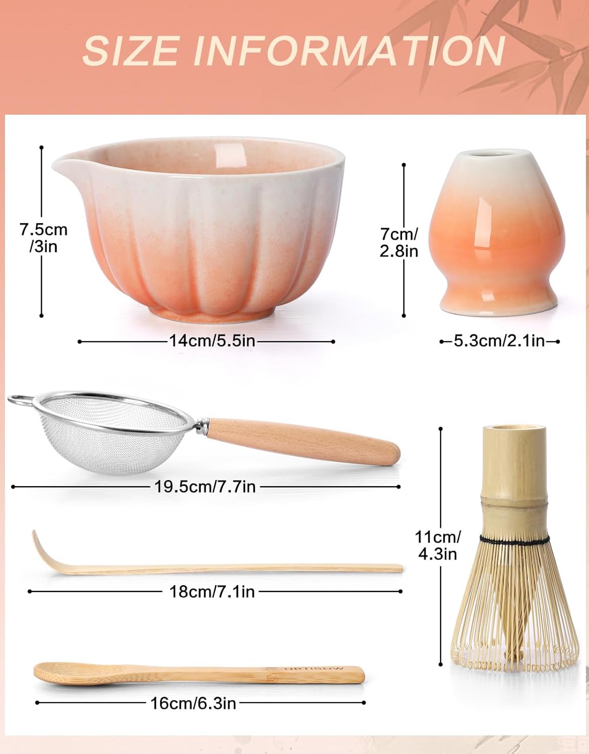 Matcha Whisk Set, 7 Pcs, Matcha Kit Includes Matcha Bowl, Matcha Whisk and Holder, Bamboo Scoop, Spoon, Sifter and Tea Towel, Matcha Set, Gift for Matcha Lovers & Beginners (Pink)