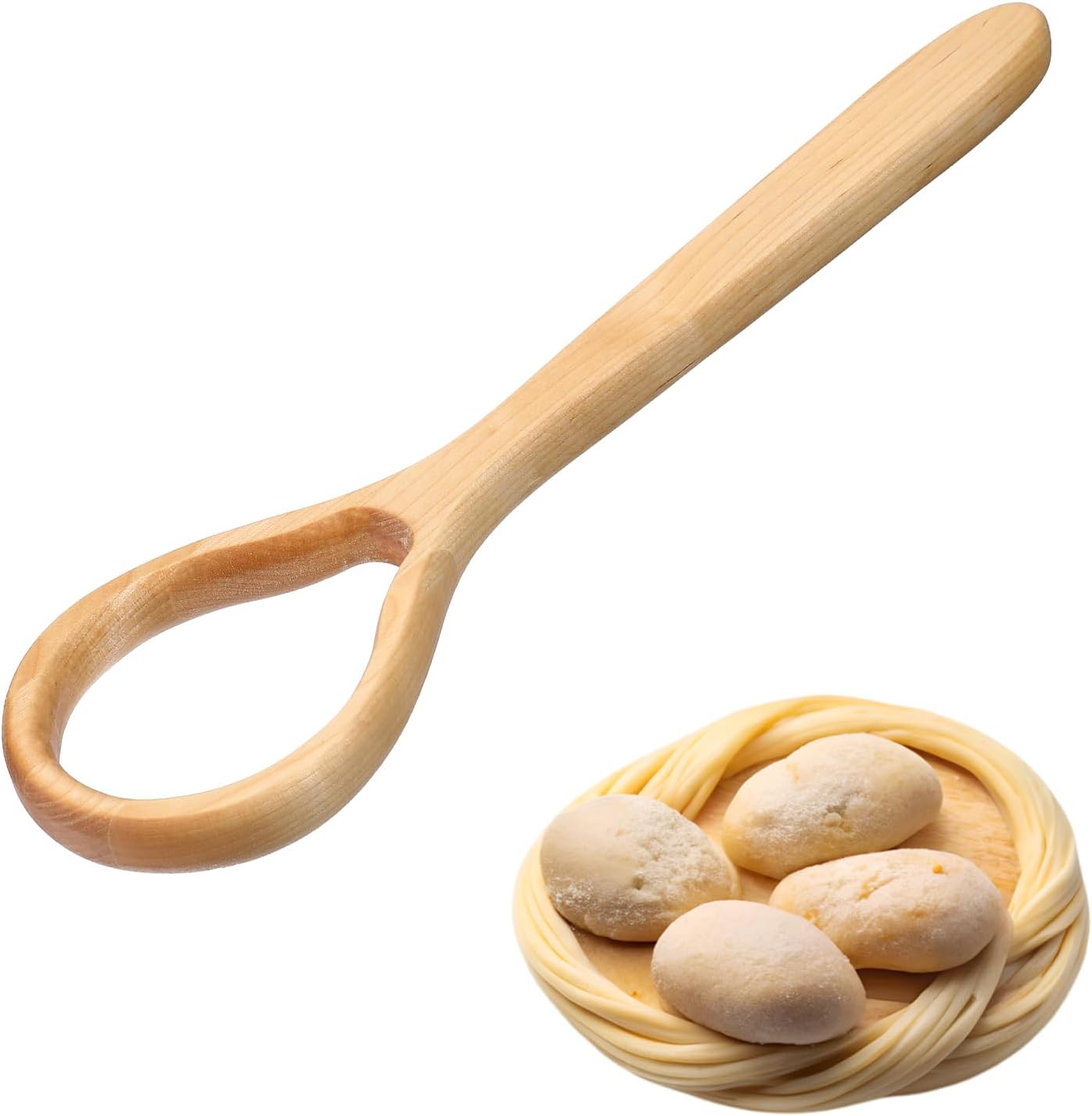 12 Inch Dough Whisk Wooden Danish Dough Whisk Bread Whisking Tool for Mixing Sourdough Batter Preparation Egg and Flour Mixer Whisks Traditional Bread Baking Supplies for Pastries Egg Pizza