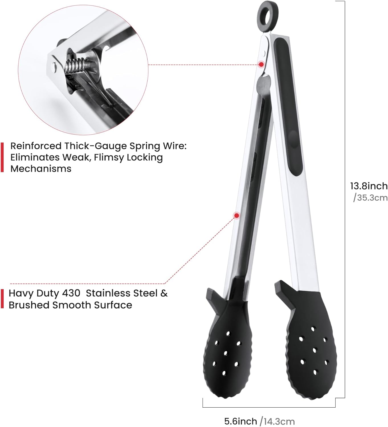4 PCS Kitchen Tongs with Silicone Tips, 9 & 12-Inch Heat Resistant Silicone Tongs for Cooking Stainless Steel Spaghetti Tong Pasta Tong for Serving Food, Spaghetti, Pasta, BBQ, Salad (4PCS)