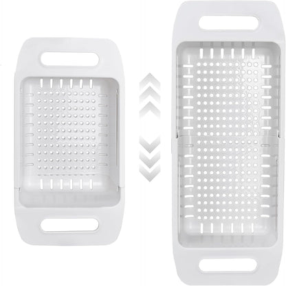 VECELO Expandable Over the Sink Colander Strainer Basket, Kitchen Strainers and Colanders for Washing Vegetables and Fruits, Draining Cooked Pasta, Drying Dishes, Gray