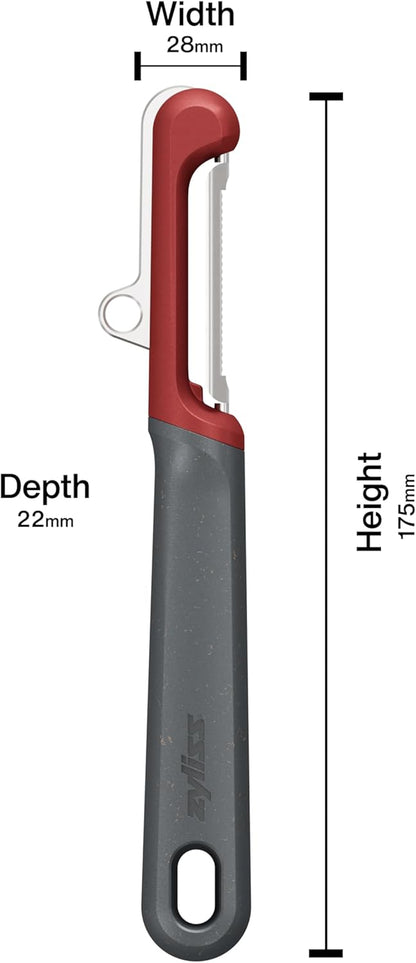Zyliss Swivel Peeler – Ultra-Sharp Stainless Steel Blade for Potatoes, Carrots & Soft Fruits – Ergonomic Wheatstraw Grip – Built-in Eye Cutter & Safety Cover – Dishwasher Safe – Vegetable Peeler