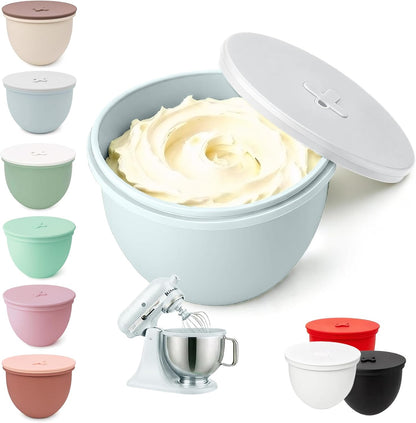 Omoiyari Premium MultiColors 3-Pack Silicone Bowl Liners with Lids for KitchenAid 7-Qt Bowl-Lift (Only), 2mm Extra-Thick Silicone, Odour-Free,Air Valves for Dough Proofing,Dishwasher Safe, BPA Free