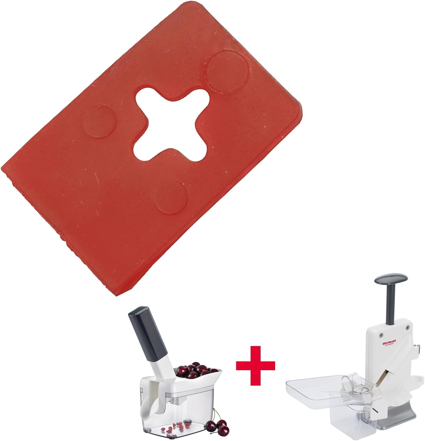 Westmark Cherry & Plum Pitter “Steinex-Combi” – 2-in-1 Fruit Pit Remover, Stainless Steel Blade, Heavy-Duty Aluminum, Fast Clean Pitting for Cherry Jam, Pie & Syrup