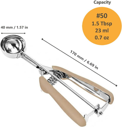 Cookie Scoop, Ice Cream Scoop, 1Tbsp/15 ml/0.5oz Cookie Scoops for Baking, 18/8 Stainless Steel Cookie Scooper for Baking, Ice Cream Scooper with Trigger Release, Cookie Dough Scoop with Non-slip Grip