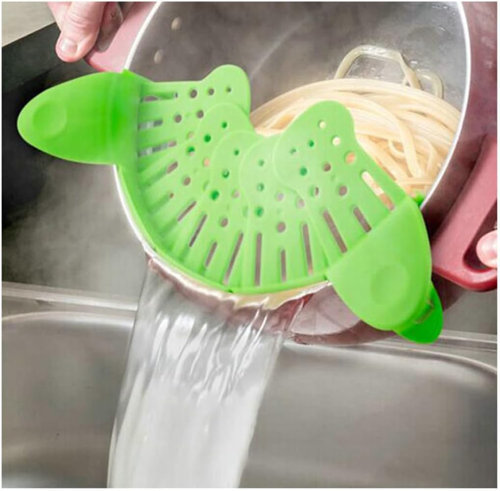 Generic NXCYZY Collapsible Clip On Strainer Silicone Pots And Pans, Heat Resistant Foldable Food Filter Strain Drainer Colander For Pasta, Vegetables, Must-Have Kitchen Essential