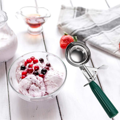 TOPKITCHEN Commercial-Grade Ice Cream Scoop 3.25 oz, 18/8 Stainless Steel Cookie Scoop with Plastic Handle, Portion Control Disher Scoop for Bakeries, Restaurants & Dessert Shops, #10, Ivory