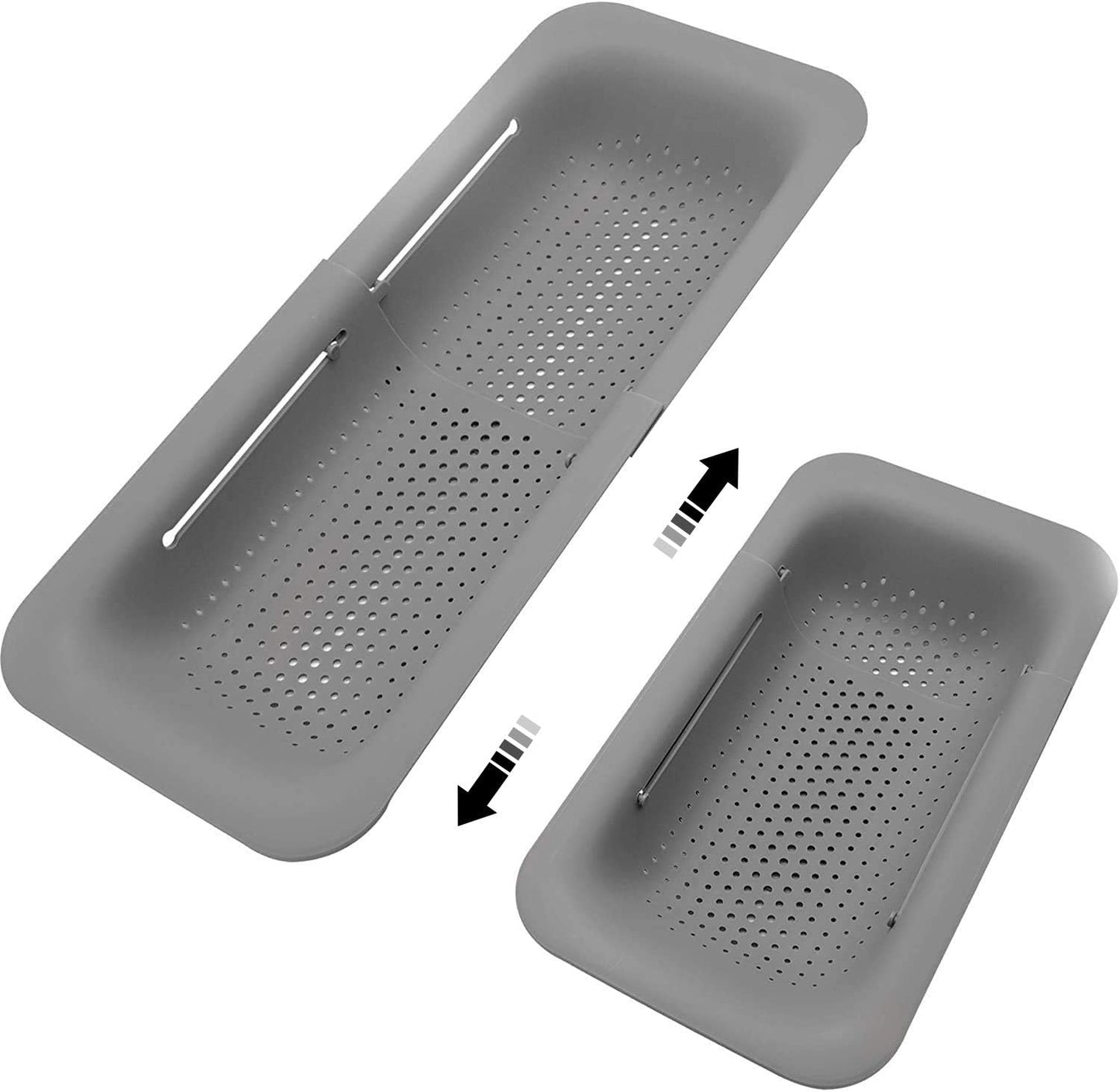 Collapsible Sink Colanders and Strainers Basket Over the Sink Colander Collapsible Colander Extendable Plastic Fruit Vegetable Strainer Drainer Basket for Kitchen(Length 14.3 inch-19.4 inch) (Pink)