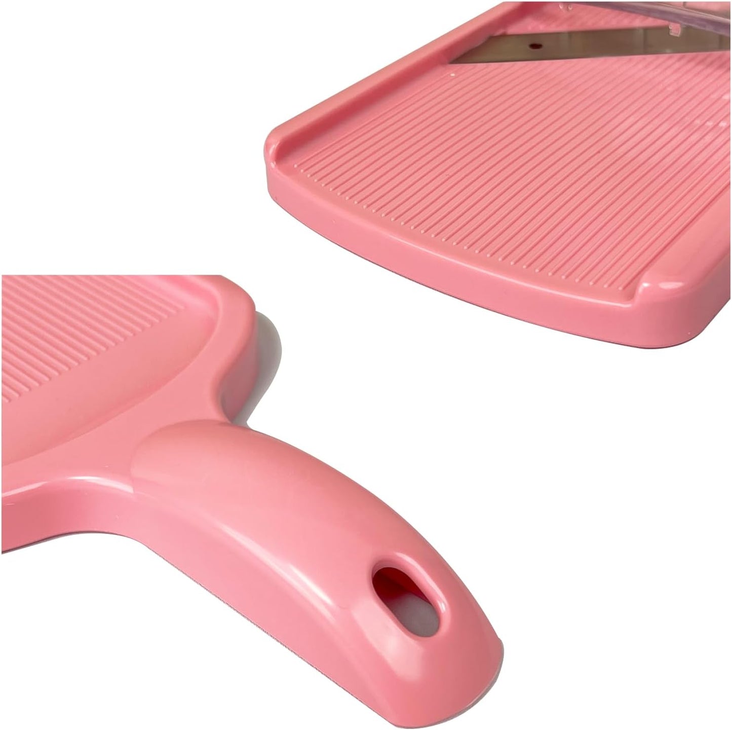Mandoline Wide Cabbage Slicer 4.7 inches Pink, Julienne Thickness: 0.04 inch (1 mm), with Safety Holder, Made in Tsubame Japan (Pink)