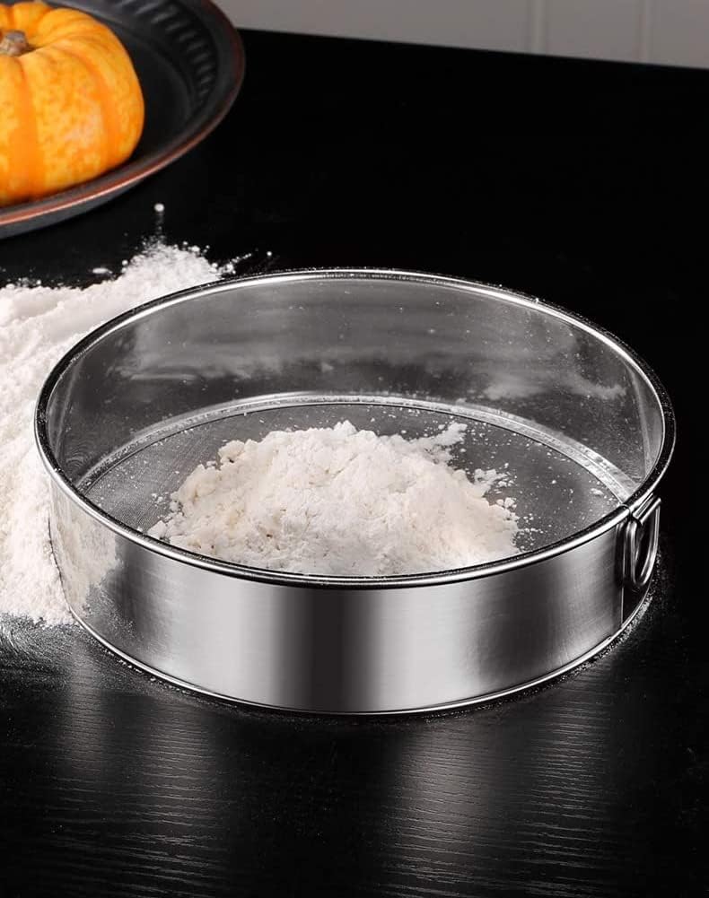 Flour Sifter Round Flour Sieve Strainer with 40 Mesh Premium Rustproof Stainless Steel Fine Mesh for Baking 7.87 inch x 1.97 inch