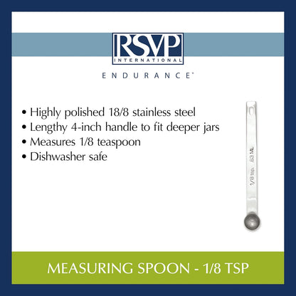 RSVP International Endurance Kitchen Collection Open Stock Measuring Spoon, Stainless Steel, Dishwasher Safe, 0.5-Teaspoon