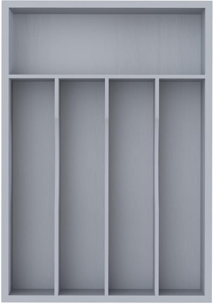 Bamboo Silverware Organizer, Kitchen Drawer Organizer, Utensil Holder, Cutlery Tray & Spoon Flatware Storage with Grooved Drawer Dividers (9.5''W x 13.5''D)