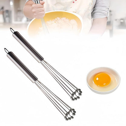 2 Pieces 10.23inch Stainless Steel Ball Whisks,Durable Manual Egg Beater, Whisk Set for Cooking,Cream whisk, kitchen baking tool,Dishwasher Safe