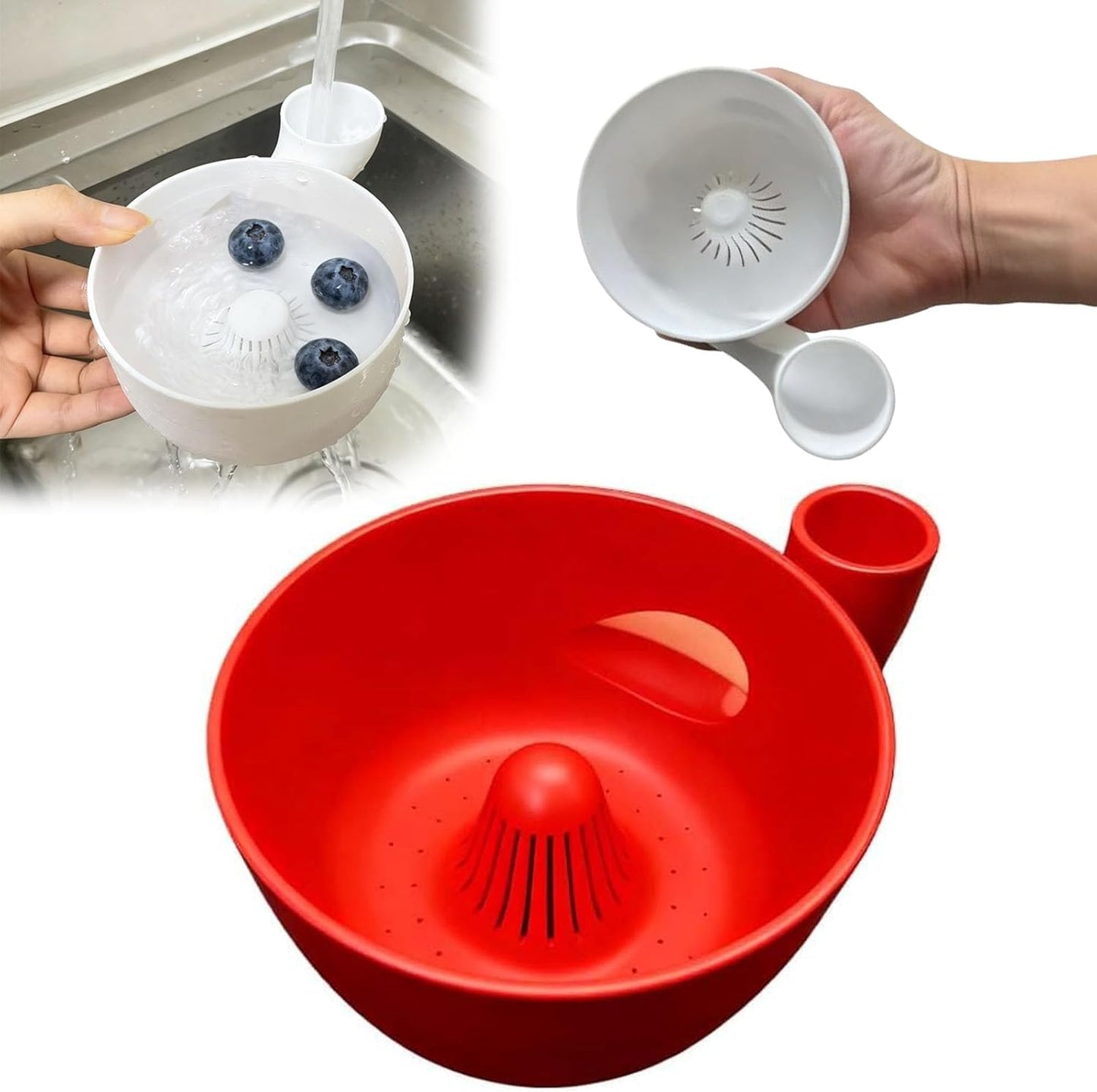 Smart Fruit & Veggie Washer, Automatic Vegetable and Fruit Washer, Printing Automatic Fruit Cleaner Spinner, Vortex Spin Produce Cleaner for Berries, Leaves, Grapes (Green, 8.8in)