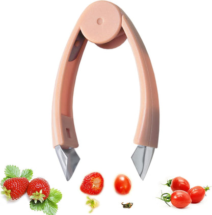 Strawberry Huller Stem Remover Tomato Corer Potato Tweezers Carrot Cutter Pineapple Peeler Clip for Fruit and Vegetable (Orange)