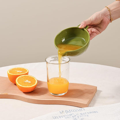 Ceramic Citrus Lemon Orange Juicer Manual Squeezer, Hand Juicer Reamer Rotation Press with 6.8oz Bowl, Strainer Lid, Spout, Handle, Dishwasher Safe, Easy to Clean