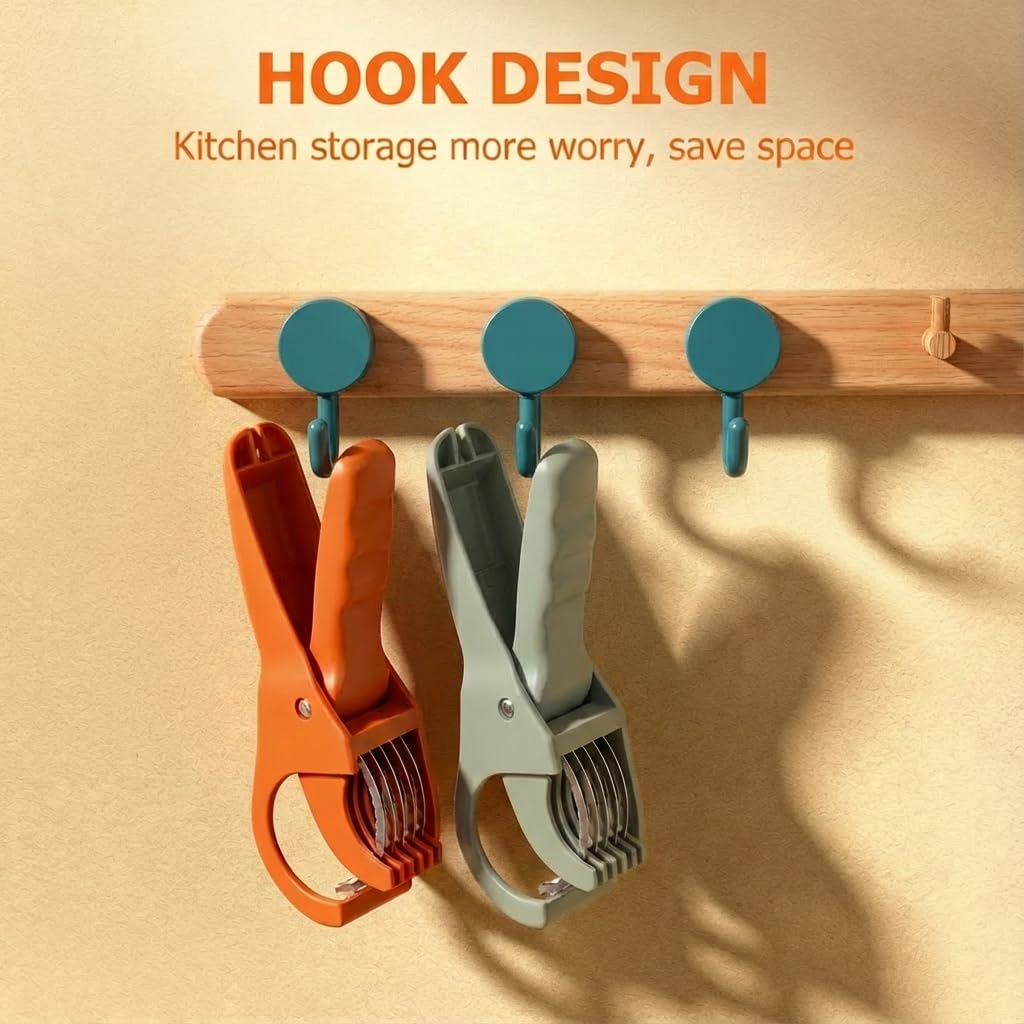 2 Pcs Multifunctional Fruit and Vegetable Slicer with 2 Portable Hooks, 2026 Upgraded Food Manual Slicer, Ideal for Banana, Sausages, Cucumbers, Strawberries, Essential Stuff for Kitchen or Camping