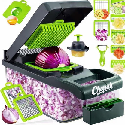 Vegetable Chopper 10-in-1 Onion Chopper with Container, Veggie Dicer Cutter Slicer, Food Chopper Kitchen Tool with Blades.