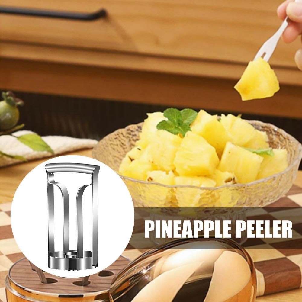 Stainless Steel Pineapple Corer and Slicer 2-in-1 - Professional Pineapple Cutter Tool with Non-Slip Handle, Effortless Peeling for Fresh Pineapples, Dishwasher Safe, Kitchen Essential