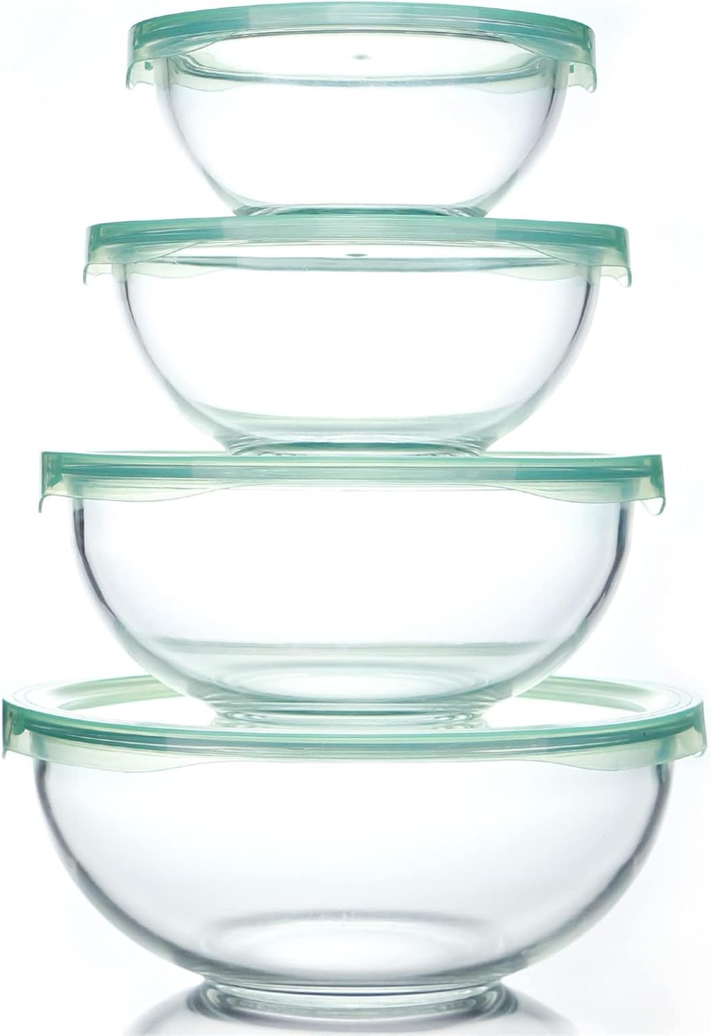 WhiteRhino Glass Mixing Bowls Glass Bowls with Lids Set(4.5QT,2.7QT, 1.1QT),Large Salad Bowls,glass mixing bowl Space-Saving Nesting Storage bowls for Cooking,Baking,Prepping,Dishwasher Safe