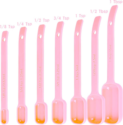 Plastic Measuring Cups and Spoons Set 15, Purple Dry & Liquid 7 Measuring Cups & 7 Measuring Spoons with Leveler, Metric & US Kitchen Measure Cups Spoons for Cooking & Baking