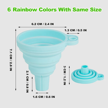 Kitchen Funnel Set 7 Pack, Collapsible Silicone Funnel for Filling Bottles, Beverage, Lab, Oil, Paint - Kitchen Gadgets Accessories Multicolor