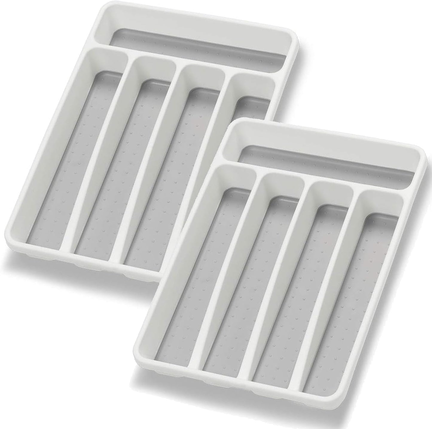 Loyareal Silverware Organizer Utenisl Organizer Holder Kitchen Drawer Organizer Plastic Silverware Tray for Drawer Flatware Organizer 5 Compartment White