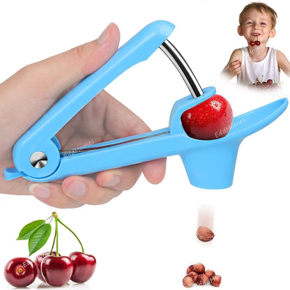 Cherry Pitter Tool, Heavy-Duty Cherry Seed Core Remover, Cherry Pitter Remover Tool with Space-Saving Lock Design, Pit Remover for Cherries (Green)