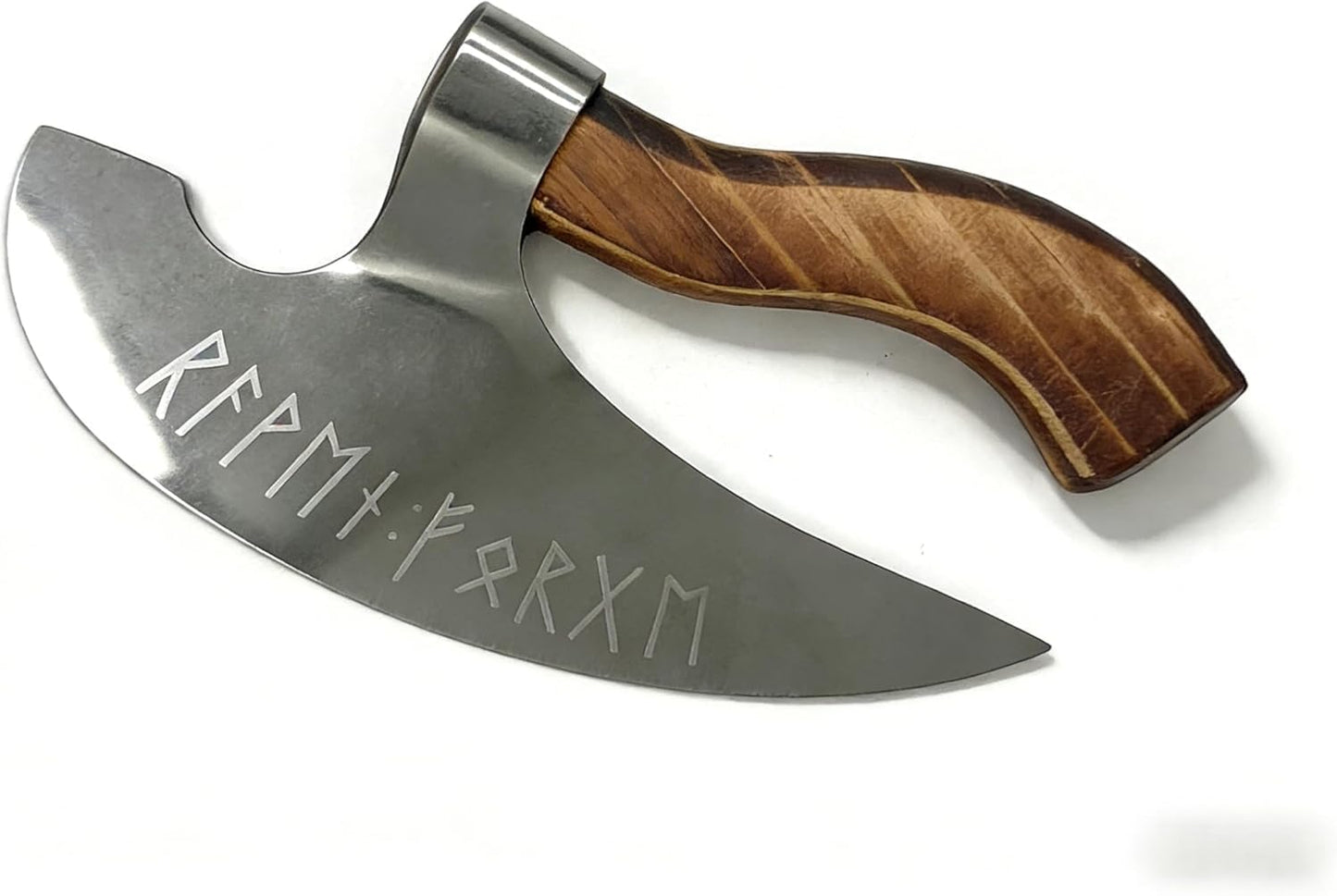 Pizza Cutter Chef Pizza Axe, Camping Knives Tools Mezzaluna Ulu Knife Viking Butcher Cleaver Super Steel Wooden Handle Sharp Rocker Slicer Stainless Steel Blade (walnut wood, 8.6inch)