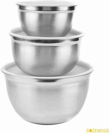 Stainless Steel Mixing Bowls with Lids, Set of 3
