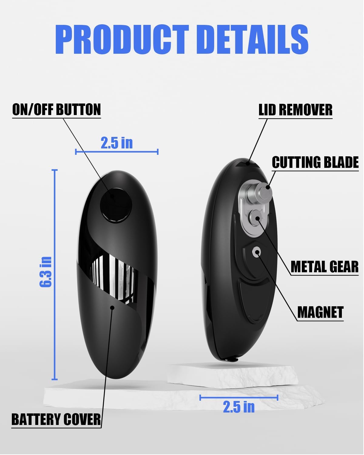 Electric Can Opener for Seniors - One Touch Automatic Kitchen Gadget, Smooth Edge Design for Safety & Arthritis-Friendly Use, Works with All Can Sizes