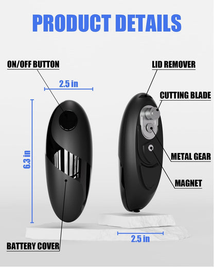 Electric Can Opener for Seniors - One Touch Automatic Kitchen Gadget, Smooth Edge Design for Safety & Arthritis-Friendly Use, Works with All Can Sizes