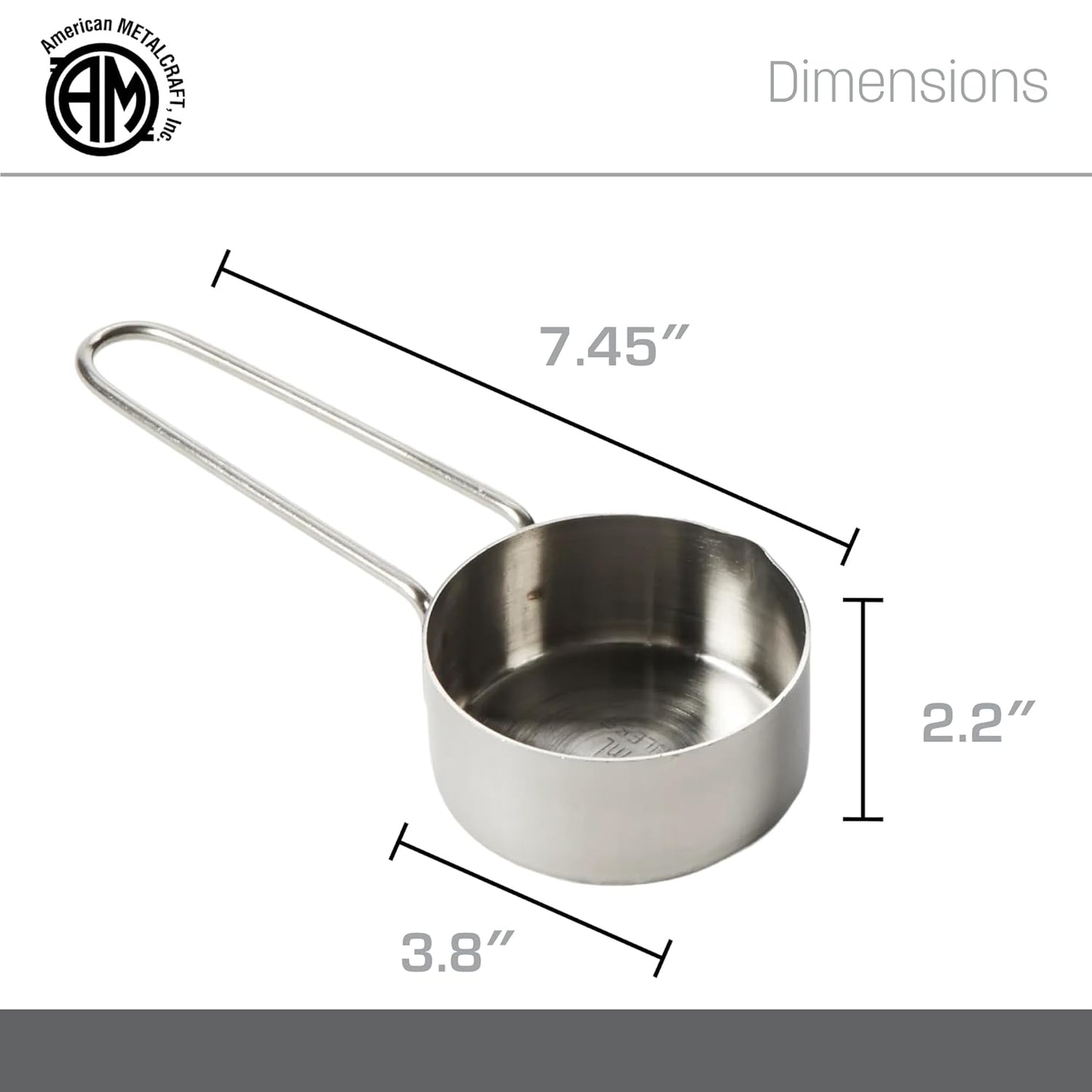 American METALCRAFT, Inc. 1/3 Stainless Steel Measuring Cup, Silver