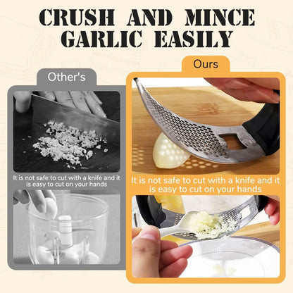 Garlic Press Rocker, 2025 New Stainless Steel Garlic Crusher, Ergonomic Garlic Mincer for Home Kitchen, Manual Garlic Chopper for Home Cooks (1pcs)