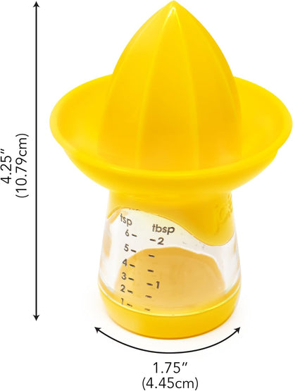 Joie Lemon and Lime Small Hand Juicer and Reamer, Built-In Measuring Cup, 1oz/30ml, Easy to Strain, Stores Leftover Juice, BPA-Free, Dishwasher Safe