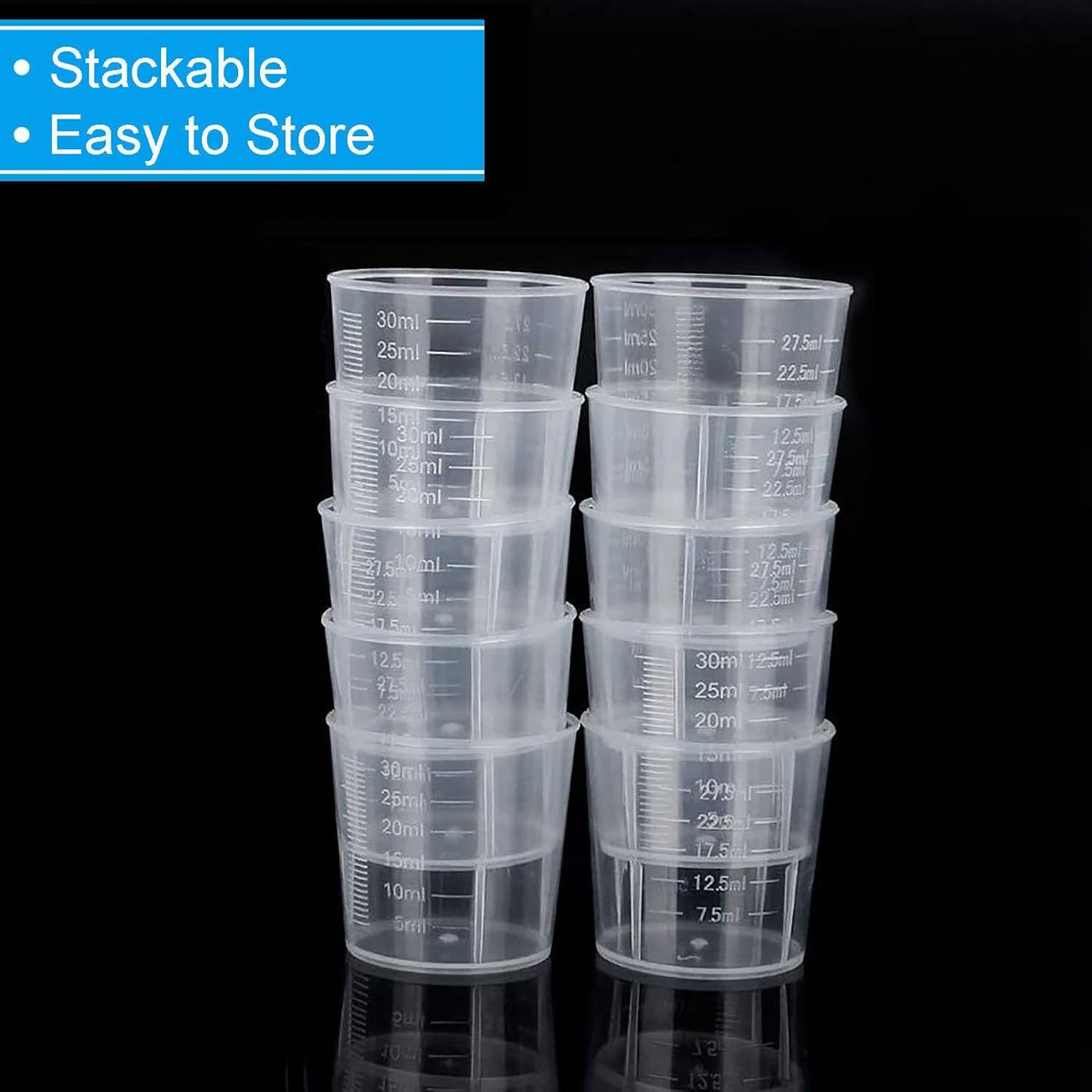 30ml Plastic Liquid Measuring Cups - Mini Clear Kitchen Medicine Cups Transparent Labs Graduated Beakers Baking Cooking Home Lab Measure Tool (10 Packs,1oz,Transparent)