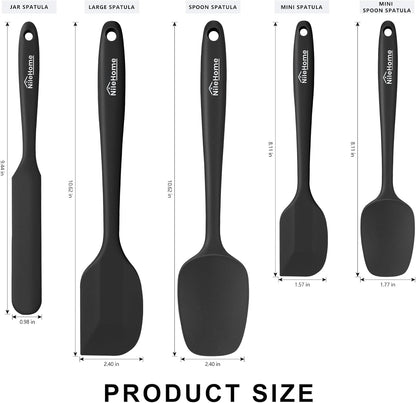 NileHome Silicone Spatula Set, 6 Pieces Food Grade Kitchen Utensils with Silicone Brush Heat Resistant Up to 600°F Dishwasher Safe BPA-Free Rubber Spatula for Scraping, Baking, Cooking, Mixing-Black