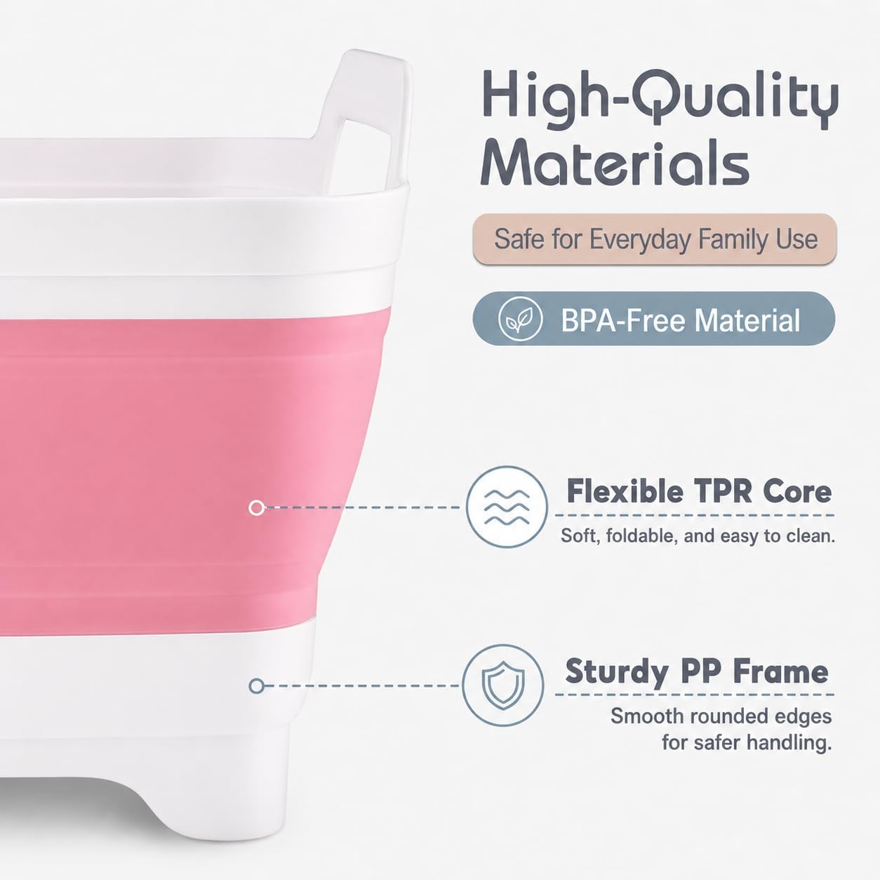 2.4 Gal(9L) Collapsible Dish Basin with Drain Plug, Space Saving Outdoor Multiuse Foldable Sink Tub, Dishpan, Kitchen Storage Tray for Camping, Vegetable Washing, RV (Gray)