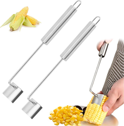 2-Pack Premium Stainless Steel Corn Cob Stripper Tool, Corn Kernel Remover & Peeler for Corn on the Cob, Handy Kitchen Gadget for Fast & Clean Corn Kernel Cutting and Stripping