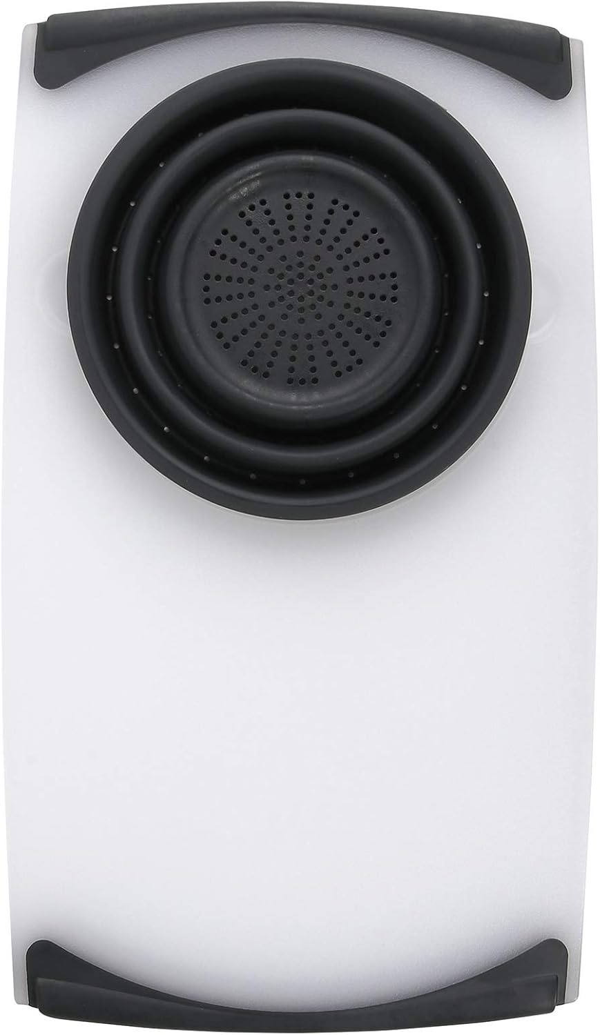 Dexas Over the Sink PolyFiber Flax Cutting Board with Collapsible Colander Strainer, 11.5 x 20", Cream