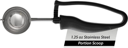 Restaurantware Ice Cream Scoop 1 Case 3.75 oz Stainless Steel Portioner Commercial Kitchen Tool Comfortable Grip Dishwasher-Safe Ambidextrous Handle